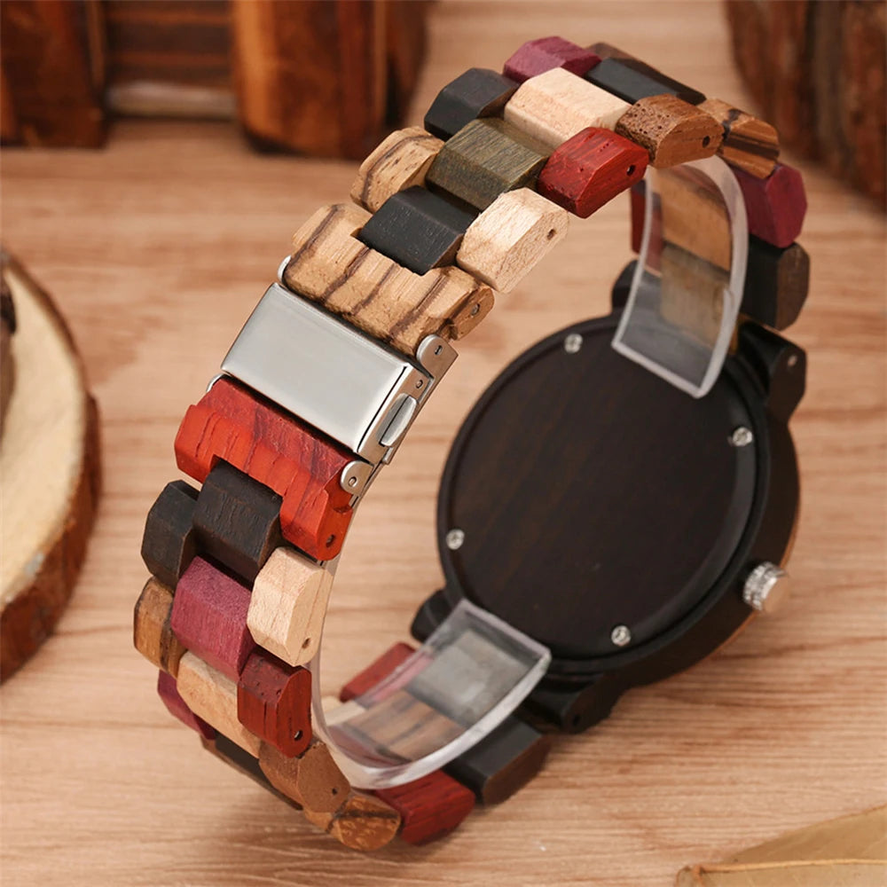 Top Luxury Brand Ladies Full Wood Color Watch Fashion Quartz Wood Wristwatches Bracelet Couple Watch Birthday Gift for Women