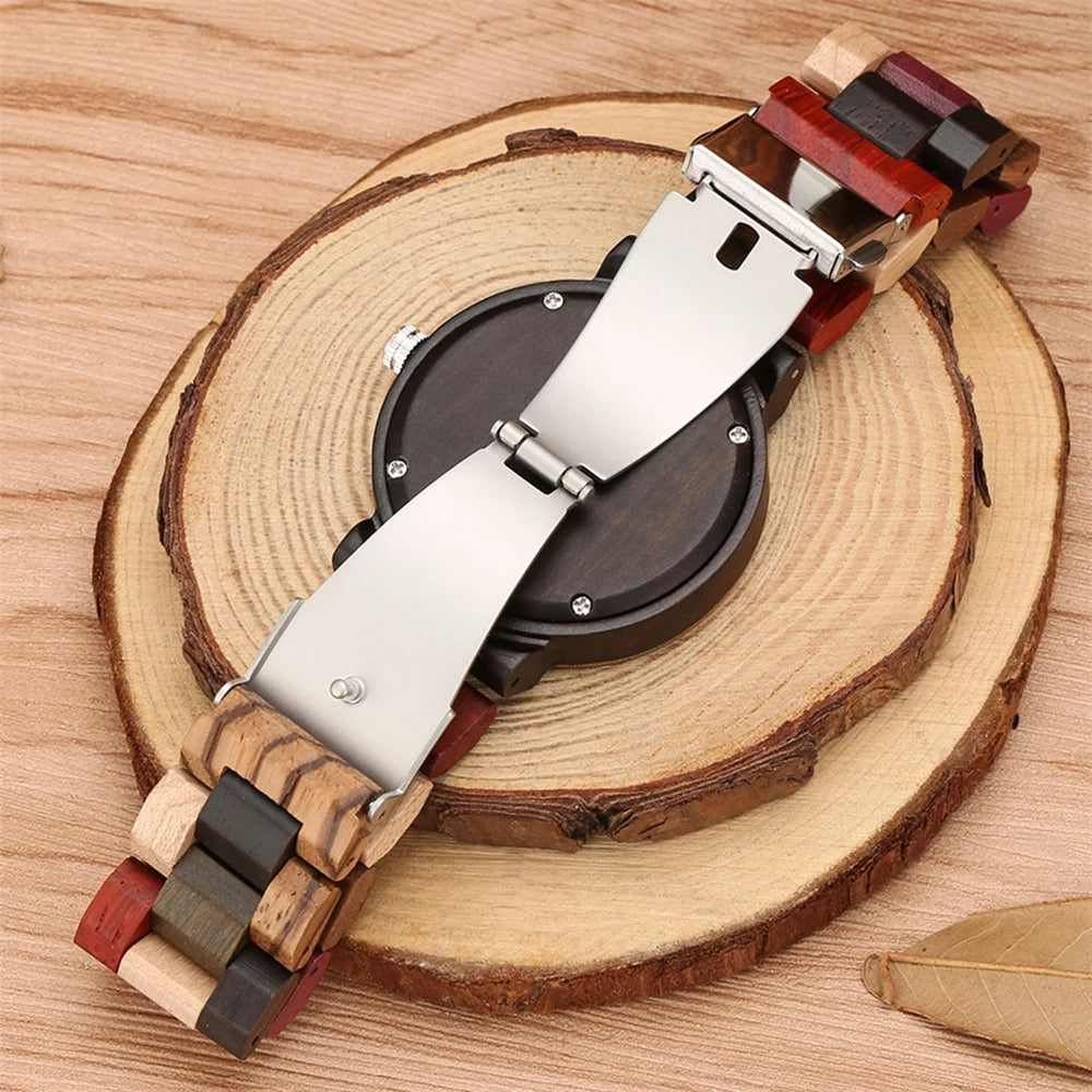 Top Luxury Brand Ladies Full Wood Color Watch Fashion Quartz Wood Wristwatches Bracelet Couple Watch Birthday Gift for Women