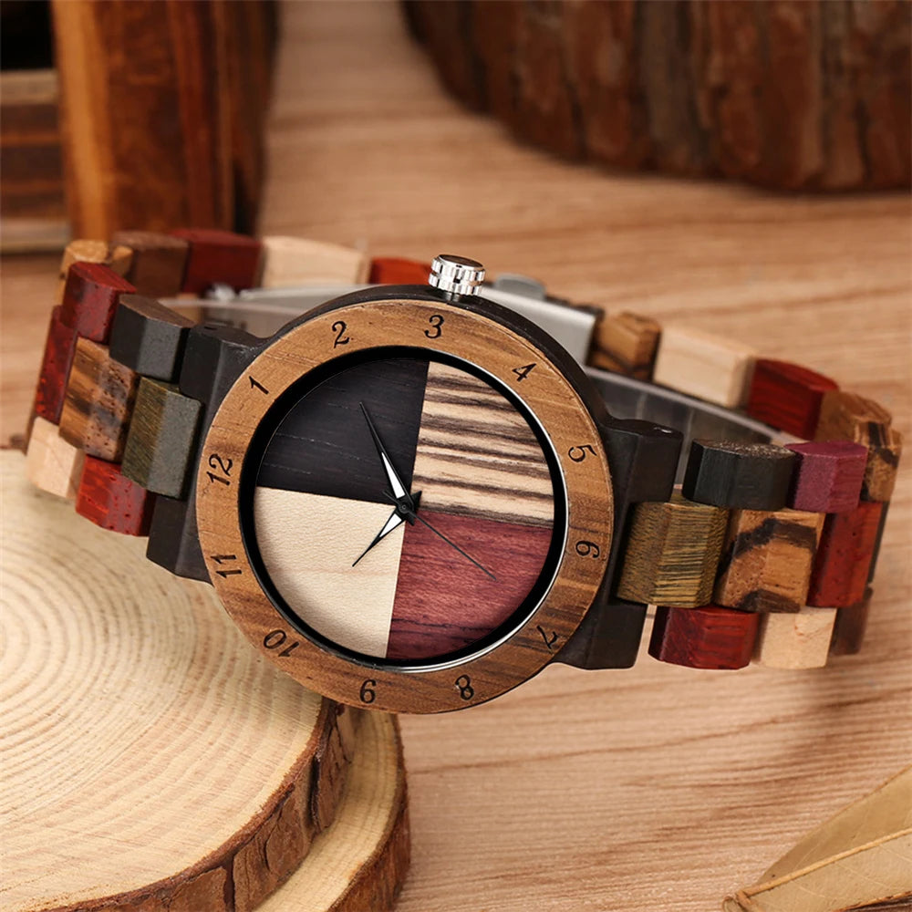 Top Luxury Brand Ladies Full Wood Color Watch Fashion Quartz Wood Wristwatches Bracelet Couple Watch Birthday Gift for Women