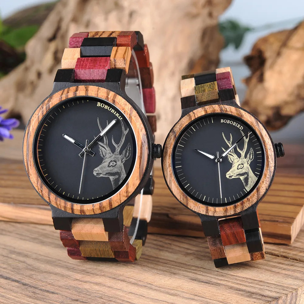 Reloj Mujer BOBO BIRD Wooden Couple Watch Men Women Valentine Birthday Anniversary Custom Wristwatch Special gift dropshipping