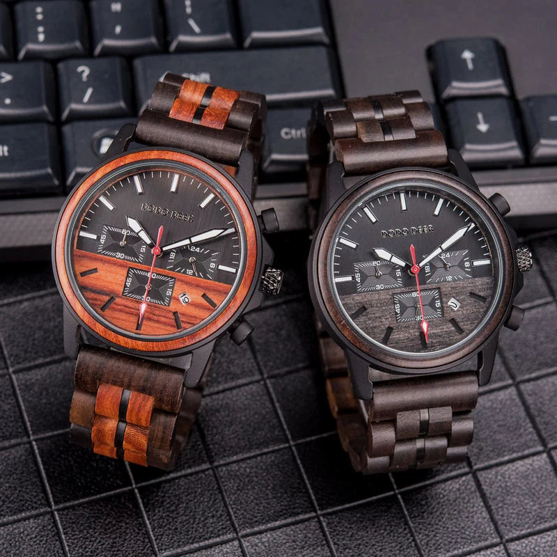 DODO DEER Wood Watch For Men Top Brand Luxury Wristwatches Male Waterproof Luminous Hand Running Seconds Sport Gift to Him