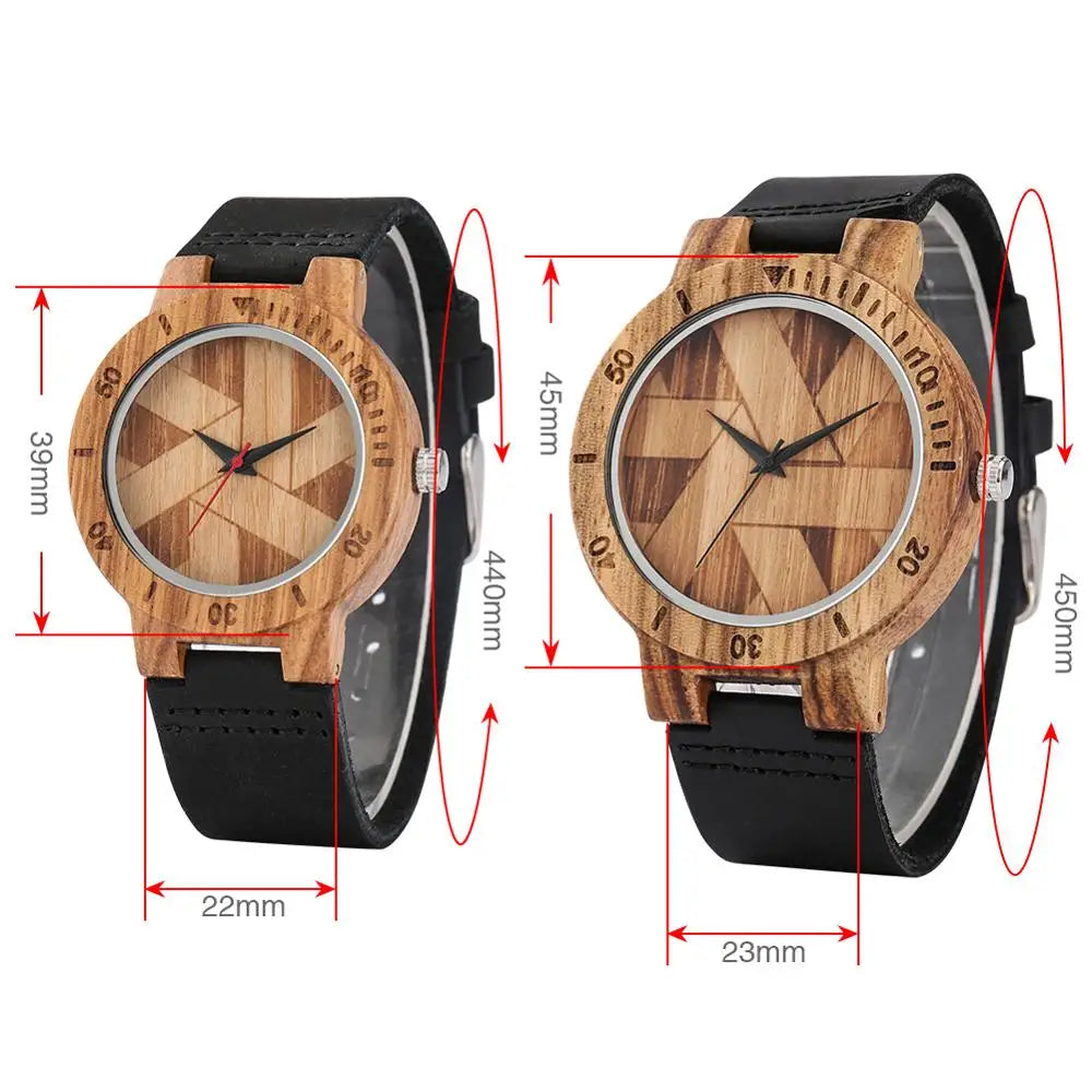 Couple Watch Unique Irregular Geometric Cut Design Men's Wooden Quartz Watches Women Dress Clock Retro Wristwatch Relojes Hombre