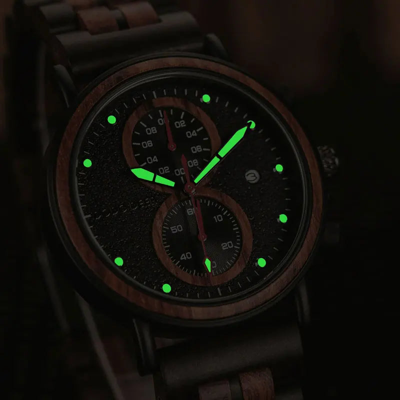 DODO DEER Wood Watch For Men Waterproof Stainless Steel Chronograph Luxury Wooden Wristwatches Men's Best Gift Dropshipping