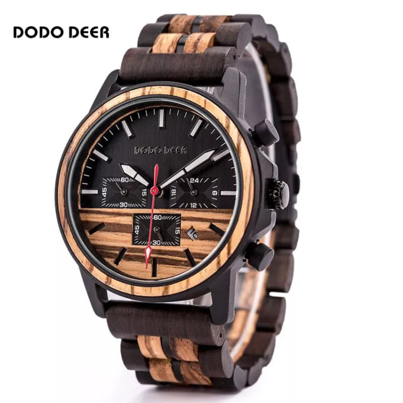 DODO DEER Wood Watch for Men Quartz Wristwatches Man Luxury Brand Stopwatches Handmade Luminous Gift Male Wholesale OEM Dropship