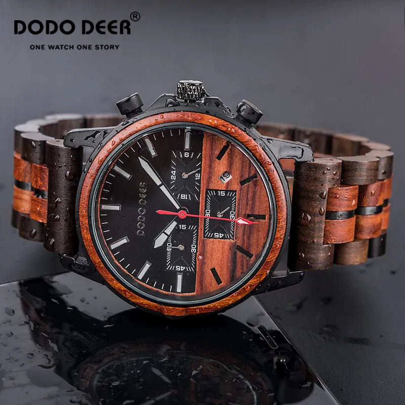 DODO DEER Wood Watch For Men Top Brand Luxury Wristwatches Male Waterproof Luminous Hand Running Seconds Sport Gift to Him