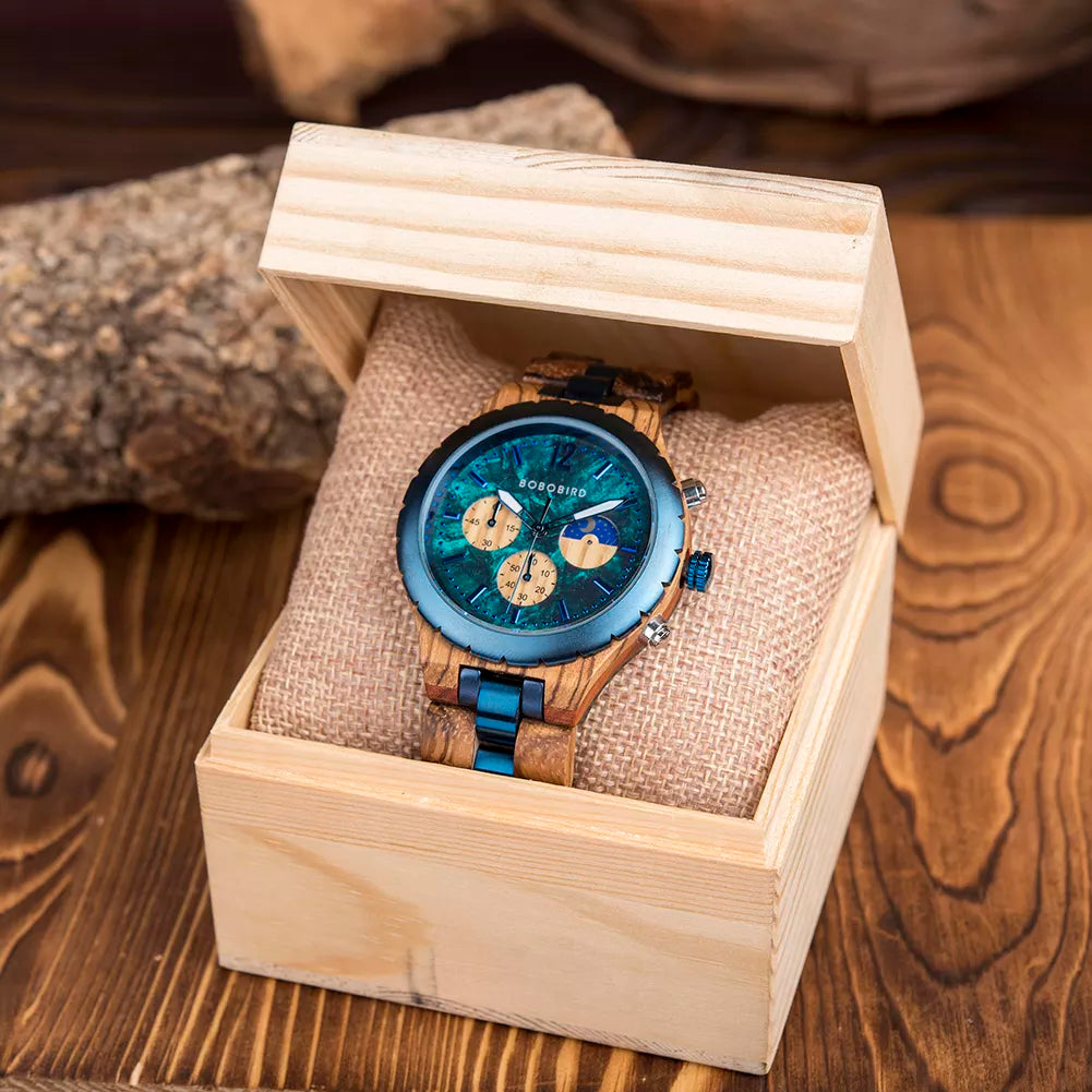 BOBO BIRD Wood Watch Men Luxury Stylish Watches Timepieces Chronograph Military Quartz relogio masculino Dropshipping Customized