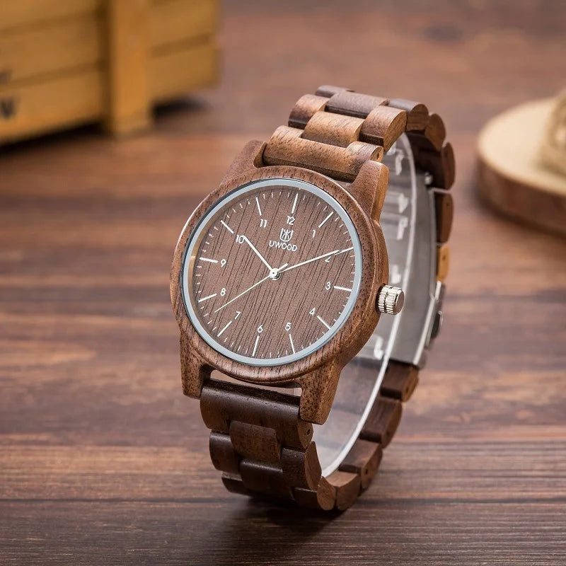 UWOOD Wood Watch Men Quartz Watches Man Retro Raw Sandal Wooden Watches For Husband Gift Bamboo Watch Vingate Wrist Watches