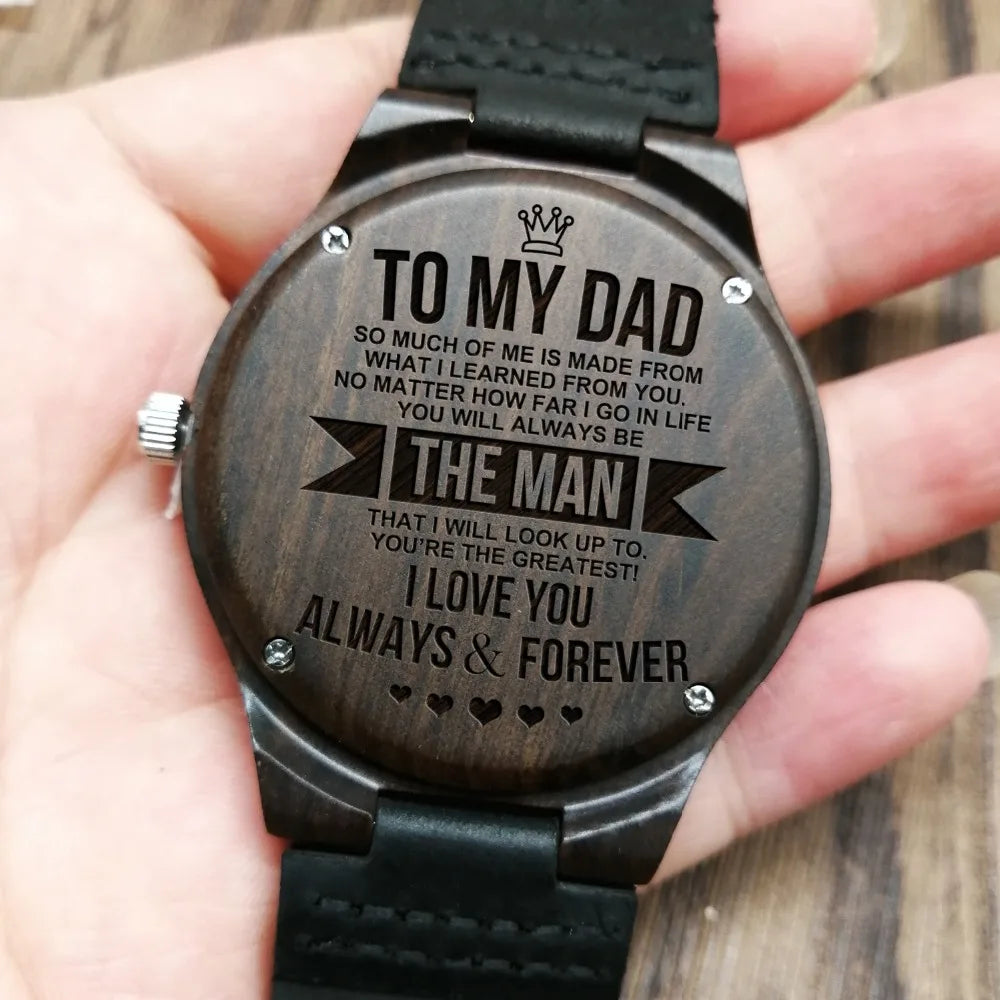 To My Dad-How Much You Really Care From Son or Daughter Engraved Wooden Watch Men Watch Personalized watch Father's Day Gifts