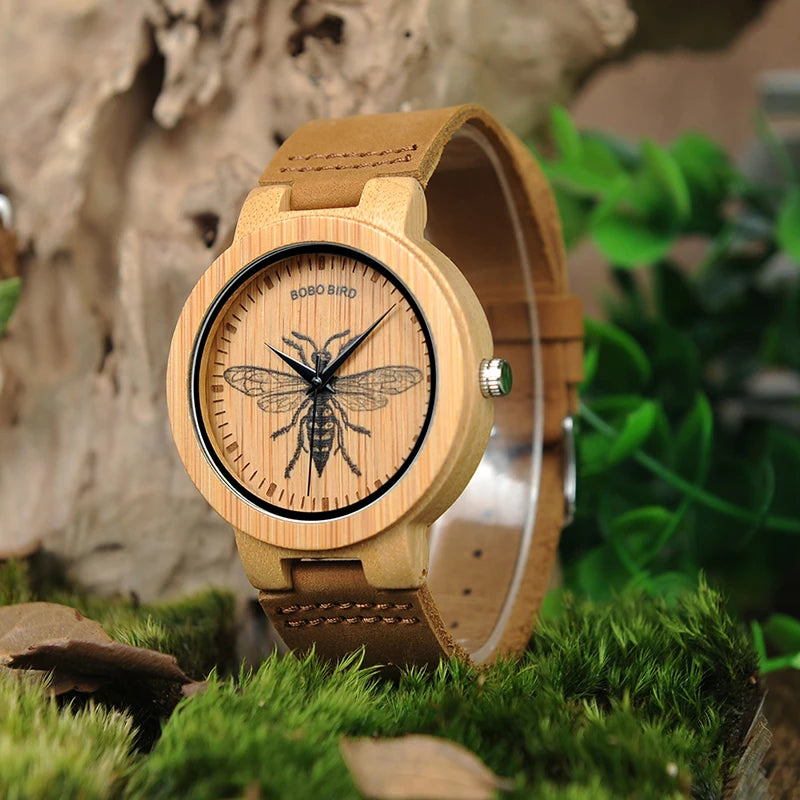 BOBO BIRD Wooden Watches Men Lifelike Special Design UV Print Dial Face Bamboo relogio masculino Gifts Timepieces C-P20