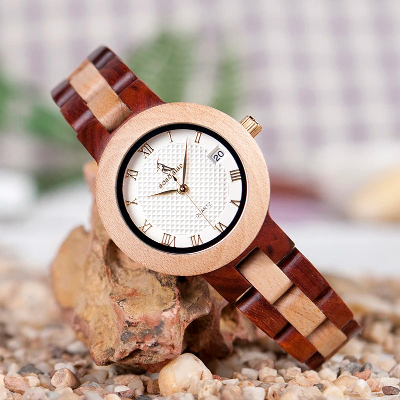 reloj mujer BOBO BIRD Women Watches Japan Movement Timepieces Wooden Band Quartz Wood Watch for Women  C-M19