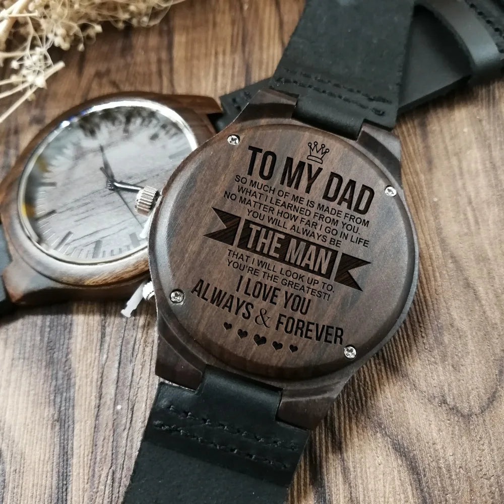 To My Dad-How Much You Really Care From Son or Daughter Engraved Wooden Watch Men Watch Personalized watch Father's Day Gifts