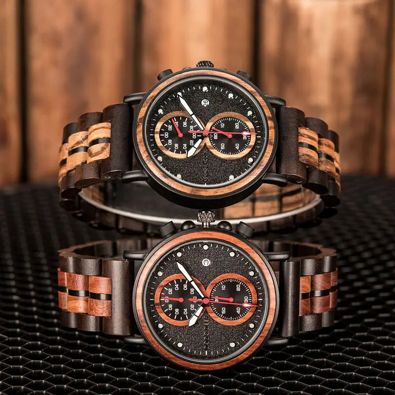 DODO DEER Wood Watch For Men Waterproof Stainless Steel Chronograph Luxury Wooden Wristwatches Men's Best Gift Dropshipping