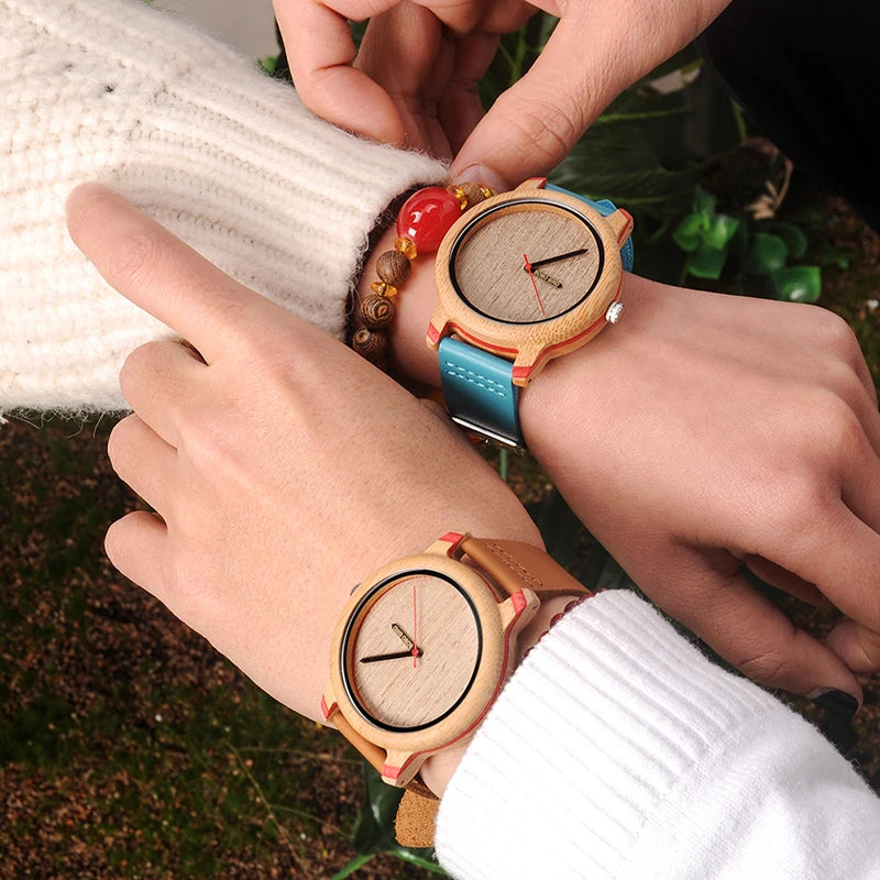 BOBOBIRD Bamboo Wood Watch Couple Quartz Watches Timepiece Unisex Wristwatch Men Ladies Wonderful Gift for Him Her reloj hombre