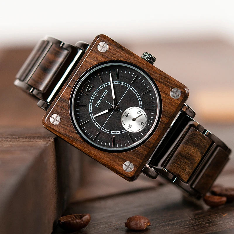 BOBO BIRD Top Luxury Wood Watches Men Quartz Wristwatch Timepiece New Design Best relogio masculino In Gift Box L-R14