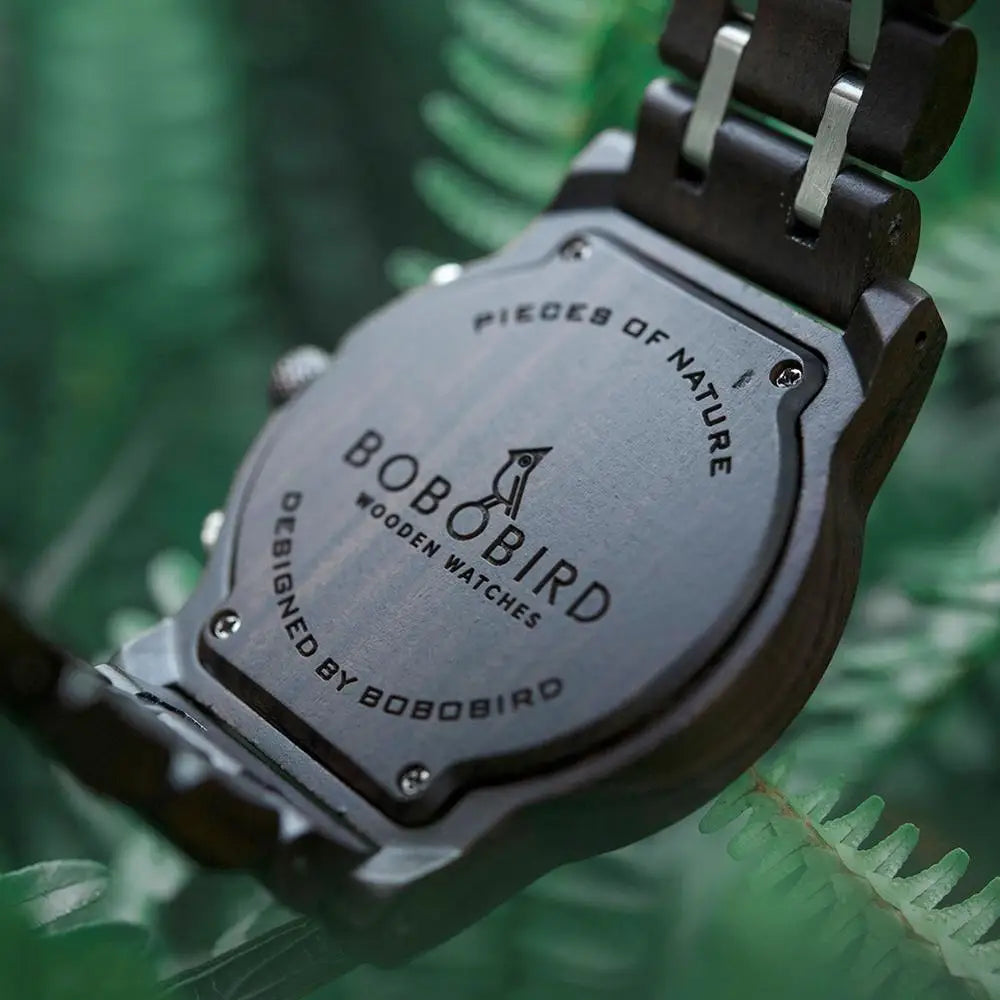 Chronograph BOBO BIRD Men Watch relogio masculino Calendar Quartz Watches Wood Luxury Timepieces in Wooden Gift Box Drop Ship