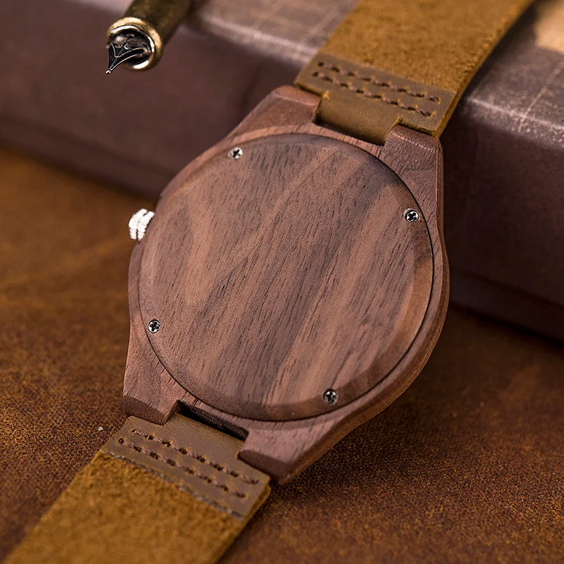 BOBO BIRD Walnut Wood Watch Men Women Quartz Wristwatches Male часы мужские наручные Timepieces Anniversary Gift Custom Engrave