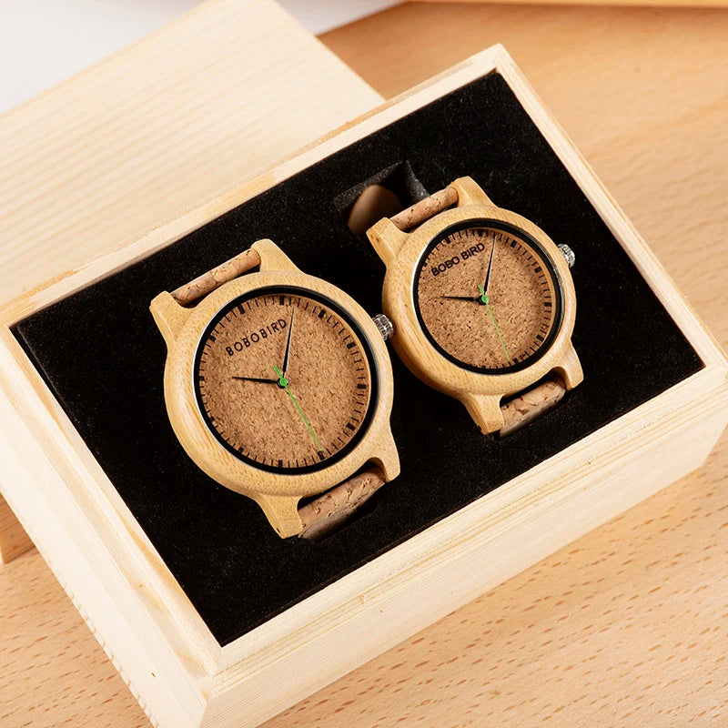BOBO BIRD Simple Design Couple Watch Wood Wristwatch Men Women Customized Text on Box Lovers Gift Anniversary Christmas Gifts