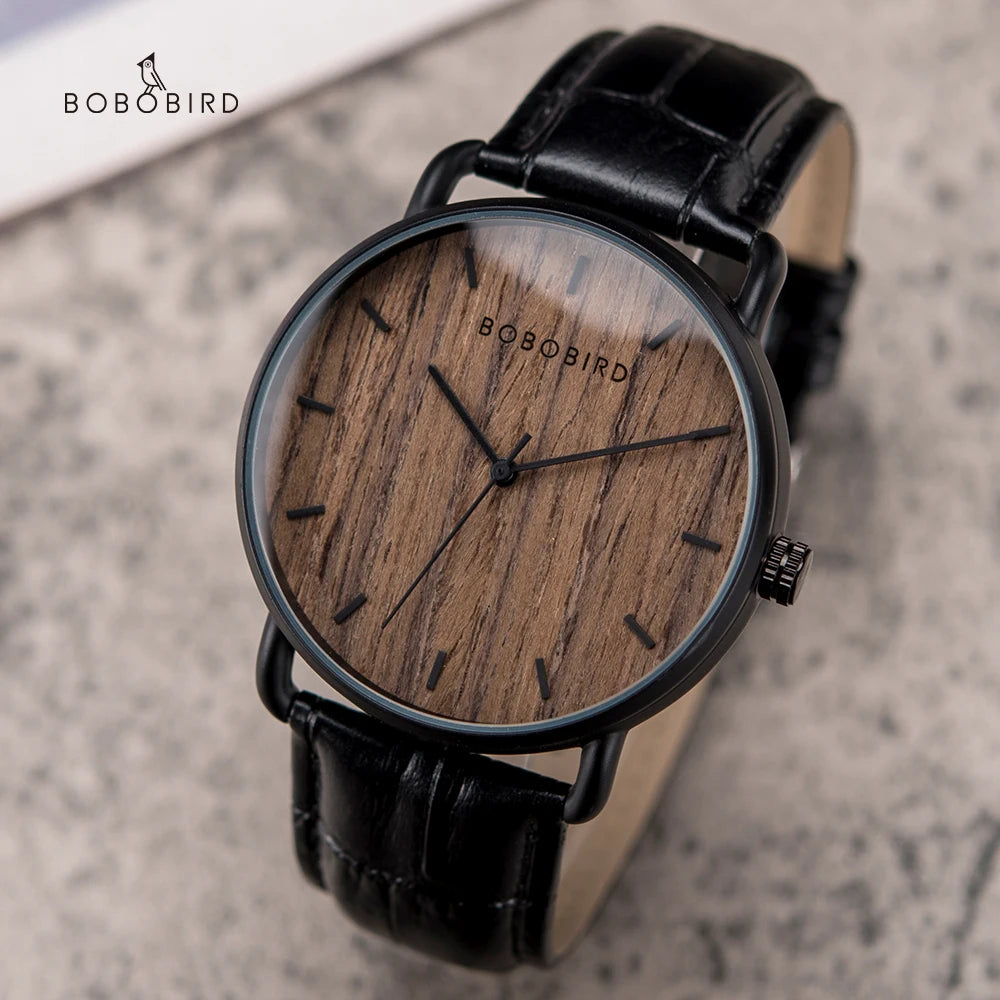 BOBOBIRD Bamboo Wood Watch Couple Quartz Watches Timepiece Unisex Wristwatch Men Ladies Wonderful Gift for Him Her reloj hombre