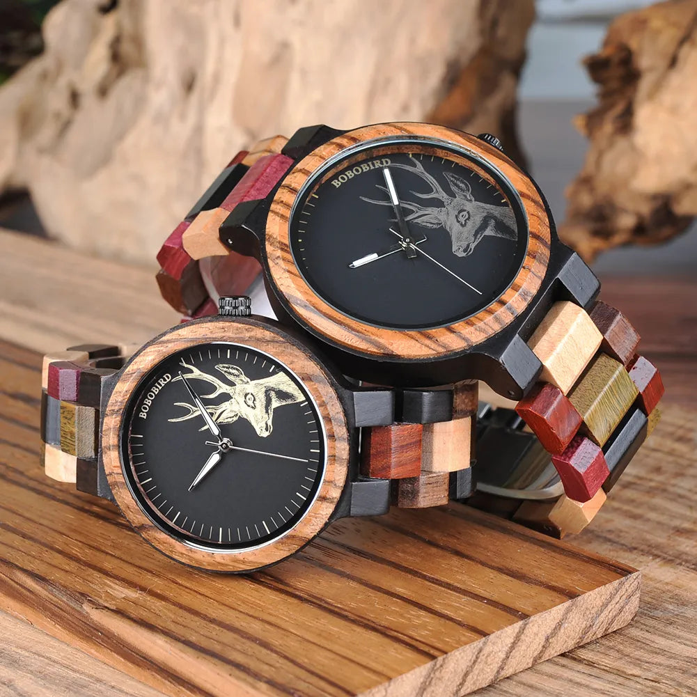 Reloj Mujer BOBO BIRD Wooden Couple Watch Men Women Valentine Birthday Anniversary Custom Wristwatch Special gift dropshipping