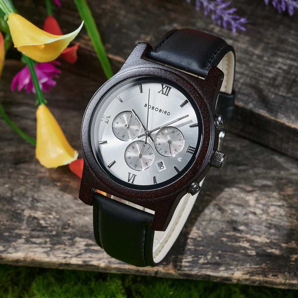 BOBO BIRD Men's Watches 3 Sub Dials Chronograph Wrist Watch Support LOGO Customization Drop Shipping