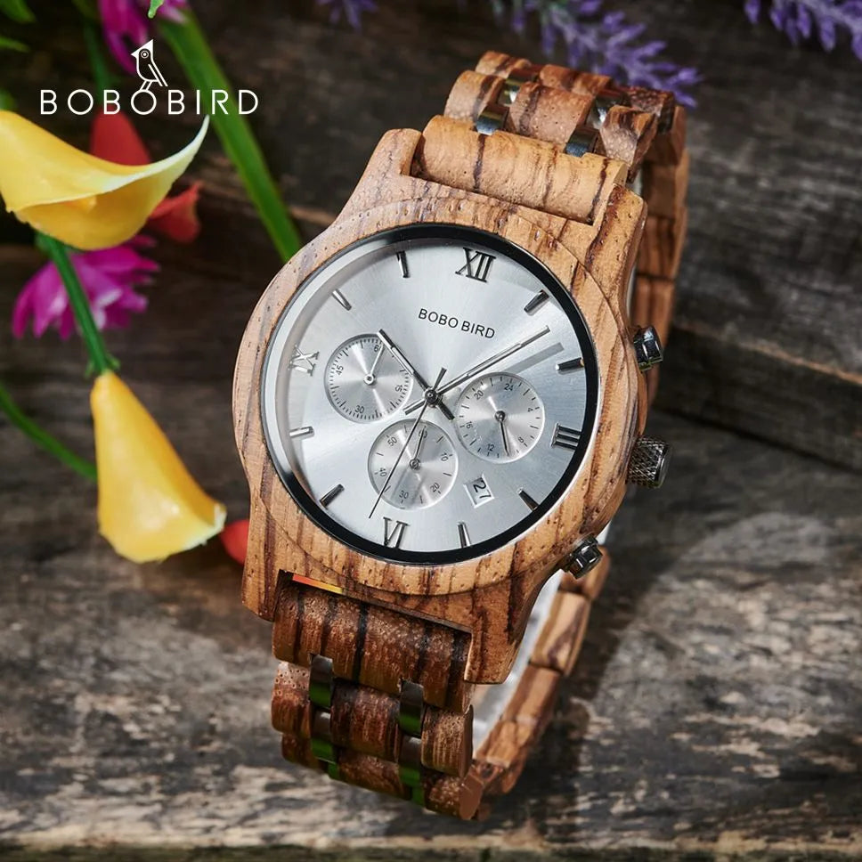 BOBO BIRD Men's Watches 3 Sub Dials Chronograph Wrist Watch Support LOGO Customization Drop Shipping
