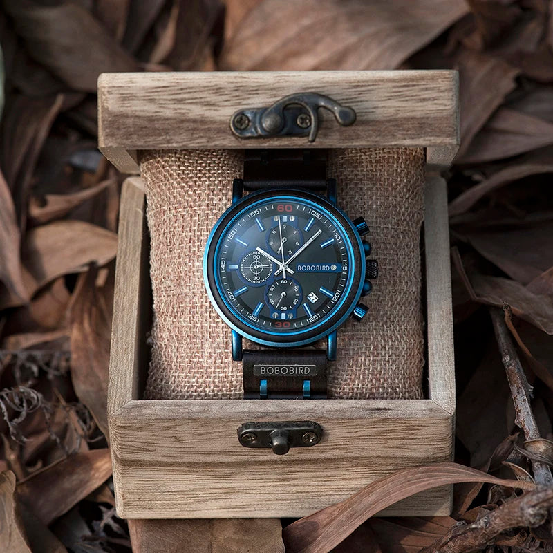 reloj hombre BOBO BIRD New Wooden Watch Men Top Brand Luxury Chronograph Military Quartz Watches for Man Dropshipping Customized