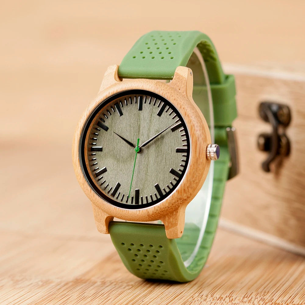 BOBO BIRD Wood Watch for Men Women Japan Analog Quartz Wristwatches 44mm Unisex Causal Green Leather Watches relogio masculino