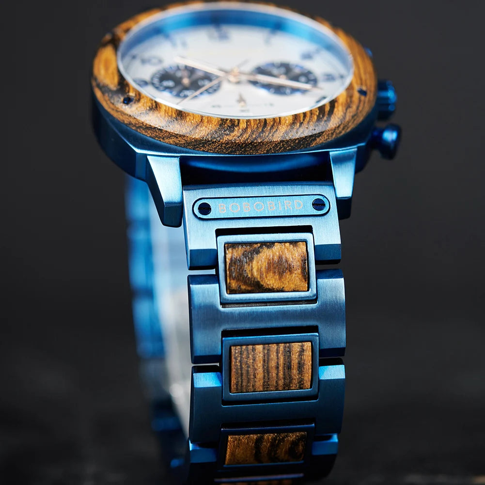 BOBOBIRD Men's Wristwatch Japanese Quartz Movement Wooden Watch New Fashion Business Engraved Watches Chronograph Custom Gift