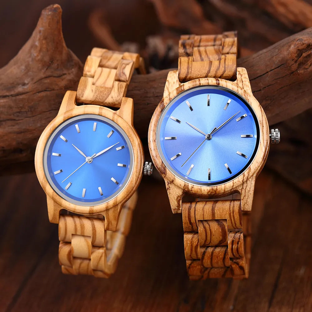 Couple Wood Watch with Free Shipping Fashion Custom Wooden Watch Timepieces Chronograph Personalized Wood Watch Blue Dropshippin