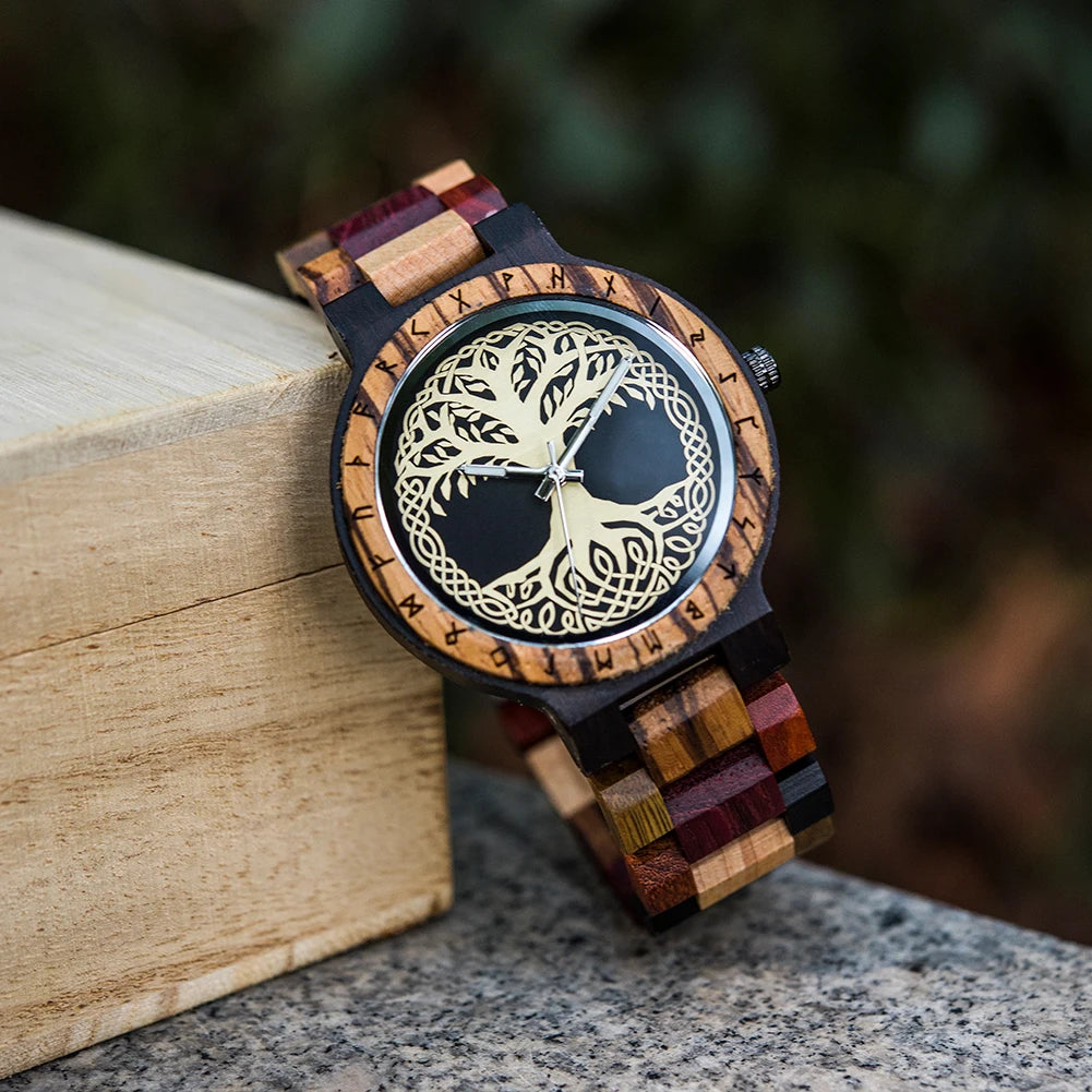 BOBOBIRD Engraved Wooden Watch for Men Customized Wood Wrist Watches for Dad Son Husband Boyfriend Personalized Birthday Gift