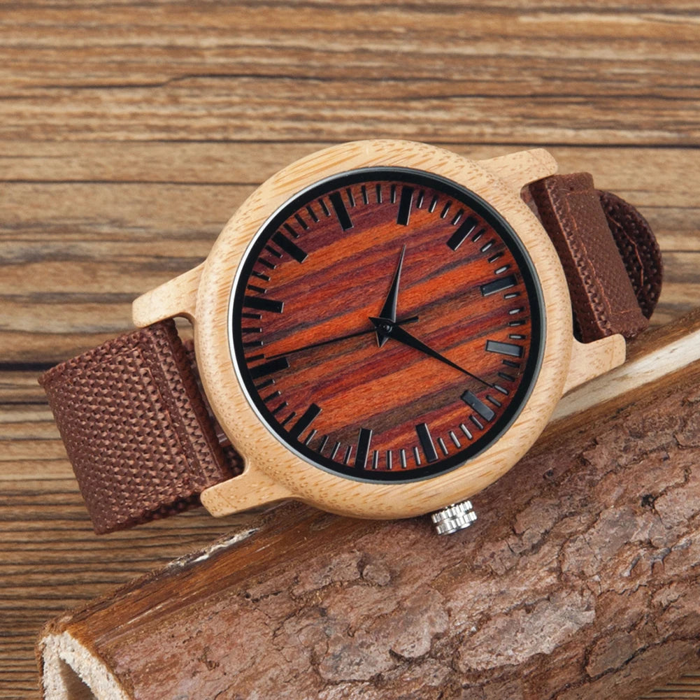 BOBO BIRD Relojes Watches for Men Bamboo Watch Japanese Quartz Movement With Colorful Bracelet Free Gift Drop Shipping