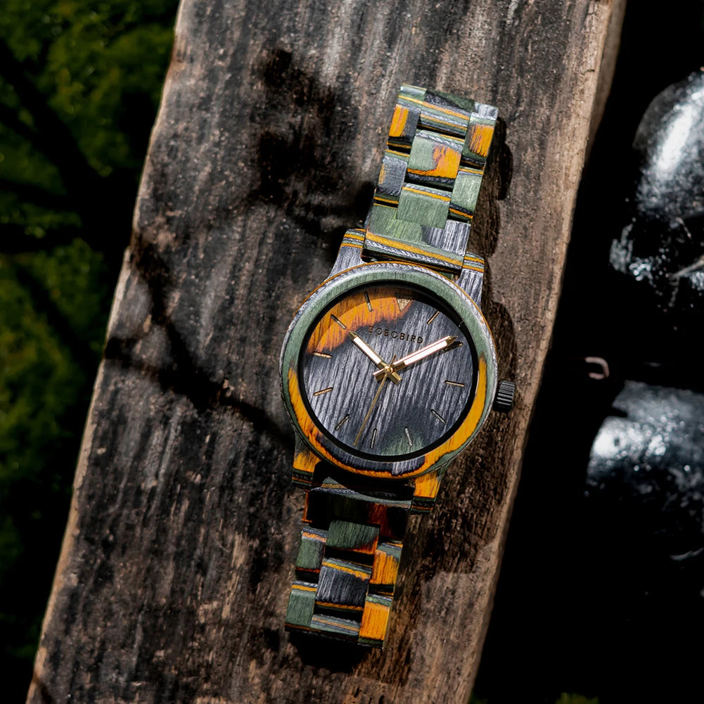 BOBOBIRD Wooden Watch Men's Wristwatch Japanese Quartz Movement Crazy Horse Leather Fashion Casual Engraved Watches Custom Gift