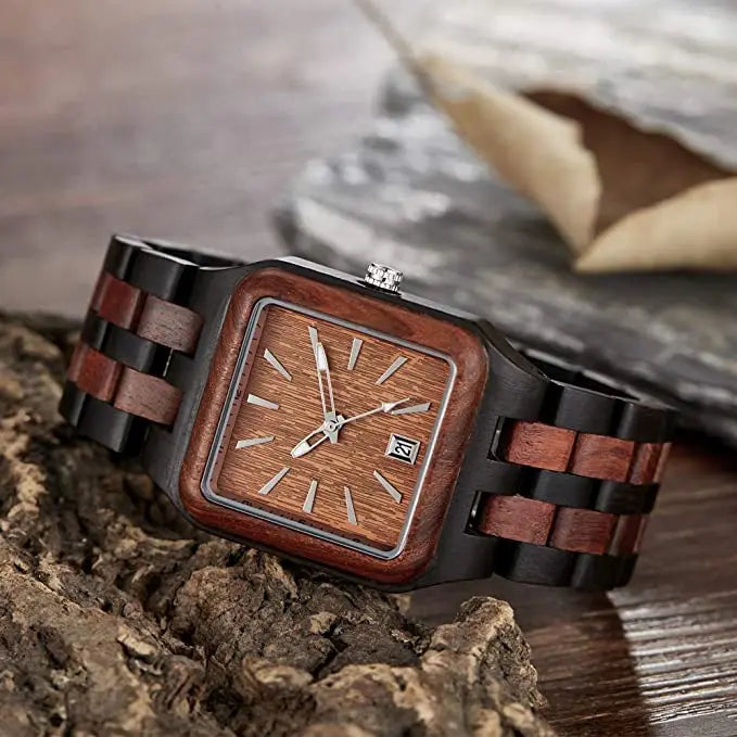 Square Creative Fashion Quartz Wood Wristwatch Men's personalized Top Brand Luxury Wooden Men Watch gift relogio masculino