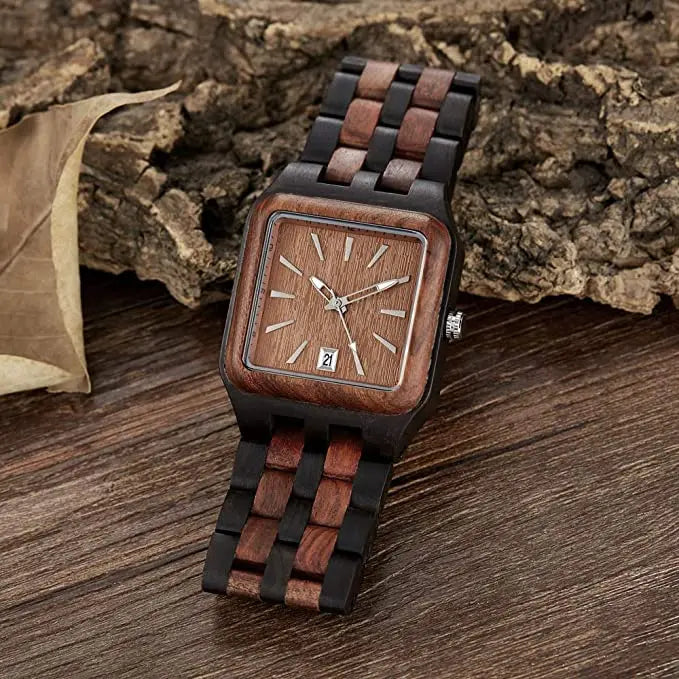 Square Creative Fashion Quartz Wood Wristwatch Men's personalized Top Brand Luxury Wooden Men Watch gift relogio masculino