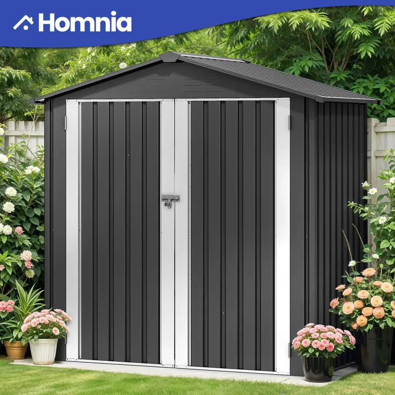 6x4ft Metal Outdoor Storage Shed, Waterproof Tool Shed Heavy-Duty Storage Unit with Lockable Door and Vents, Ideal for Bicycles, Tools, Lawnmowers, Backyards, Patios, Lawns - Dark Gray