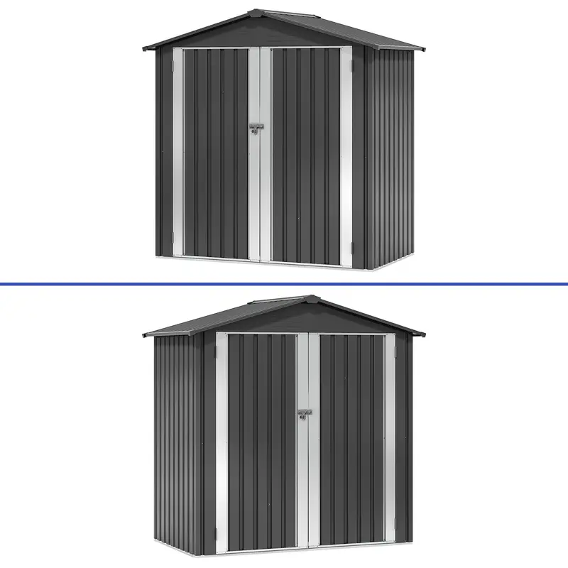 6x4ft Metal Outdoor Storage Shed, Waterproof Tool Shed Heavy-Duty Storage Unit with Lockable Door and Vents, Ideal for Bicycles, Tools, Lawnmowers, Backyards, Patios, Lawns - Dark Gray